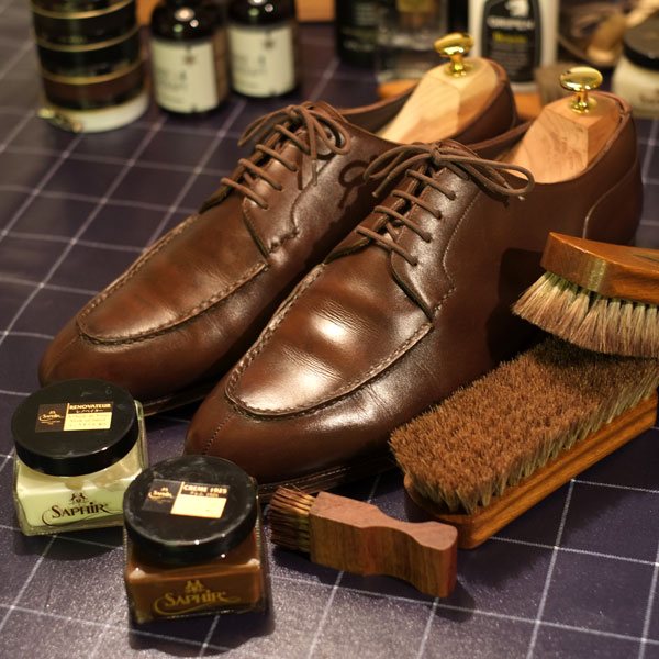 Shoes well taken care of, shoe cream applied